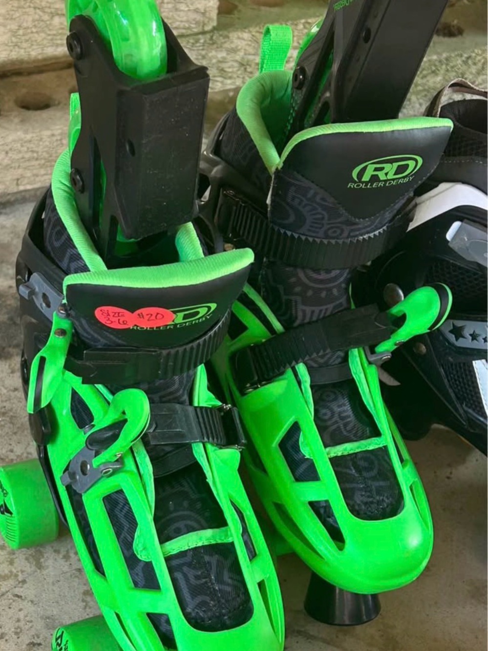 Kids' Neon Green Adjustable Roller Skates